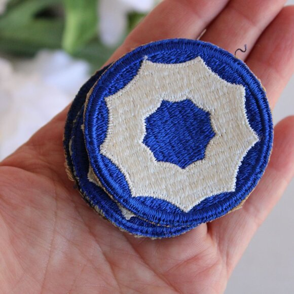 Vintage 1940s Patch, 9th Service Command Blue Circle with White Sew On Army - Picture 11 of 12